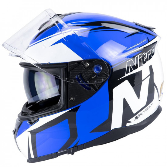 Nitro N540 DVS Podium Gloss White Black Blue Motorcycle Helmet