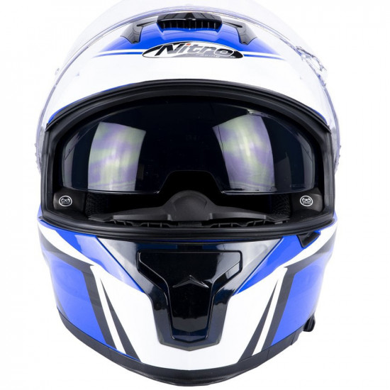 Nitro N540 DVS Podium Gloss White Black Blue Motorcycle Helmet Full Face Helmets - SKU 8010701