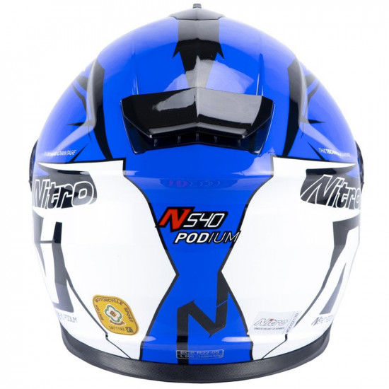 Nitro N540 DVS Podium Gloss White Black Blue Motorcycle Helmet Full Face Helmets - SKU 8010701