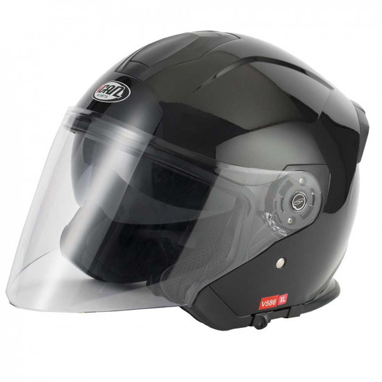 Vcan V586 Gloss Black Open Face Helmets - SKU RLMWVFE010