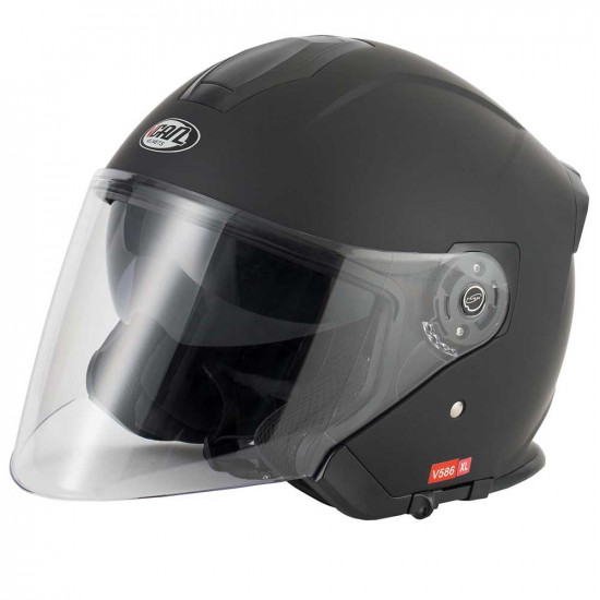 Vcan V586 Matt Black Open Face Helmets - SKU RLMWVFE015