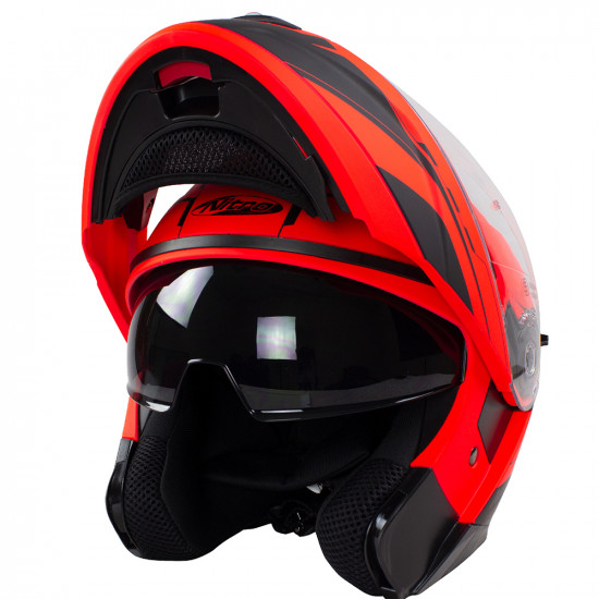 Nitro F350 Analog DVS Black Red Gun Flip Front Motorcycle Helmets - SKU 8030262