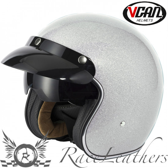 VCAN V537 Silver Flake Open Face Helmets - SKU RLMWVFT006