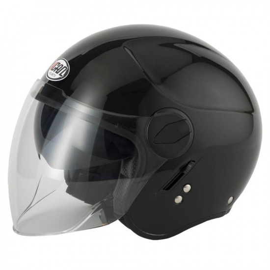 VCAN V595 Gloss Black Open Face Helmets - SKU RLMWVFN001