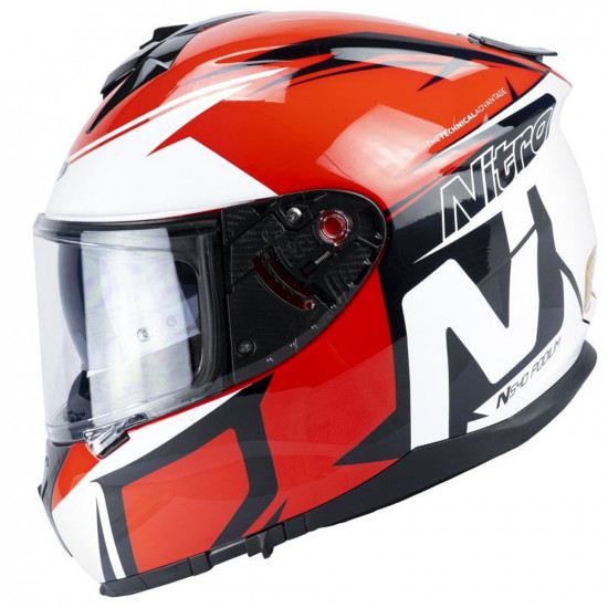 Nitro N540 DVS Podium Gloss White Black Red Motorcycle Helmet Full Face Helmets - SKU 8010711