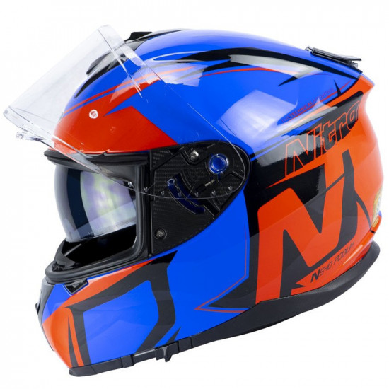 Nitro N540 DVS Podium Gloss Black Blue Safety Red Motorcycle Helmet Full Face Helmets - SKU 8010781