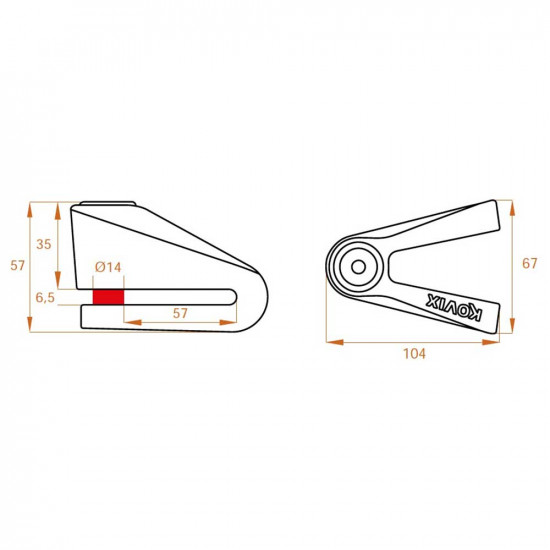 Kovix KVZ2 Disc Lock 14mm Black With Lock Holder Security - SKU KOVKVZ2BKLHK