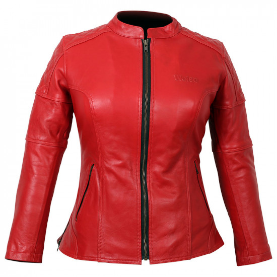 Weise Earhart Ladies Leather Jacket Red Ladies Motorcycle Jackets - SKU WJEAR2808