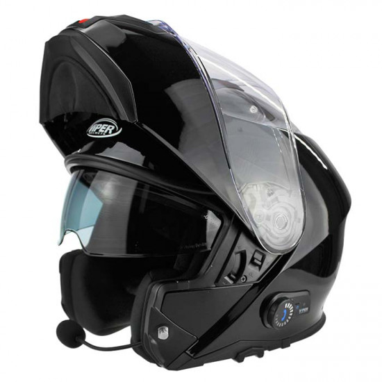 Viper RSV191 Gloss Black Blinc Bluetooth Flip Front Motorcycle Helmets - SKU A270BlackXS