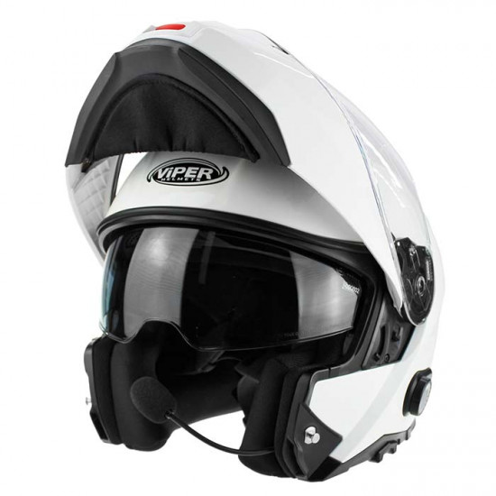 Viper RSV191 Gloss White Blinc Bluetooth Flip Front Motorcycle Helmets - SKU A270WhiteXS