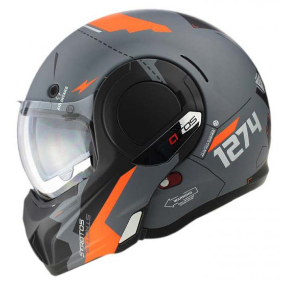 VPR 303 F242 Verto Reverse Flip Motorcycle Helmet Grey Orange Flip Front Motorcycle Helmets - SKU A256VertoMattGreyOrangeXS