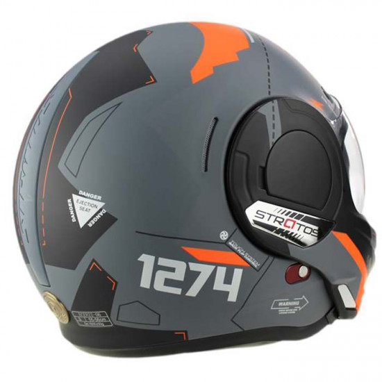 VPR 303 F242 Verto Reverse Flip Motorcycle Helmet Grey Orange Flip Front Motorcycle Helmets - SKU A256VertoMattGreyOrangeXS