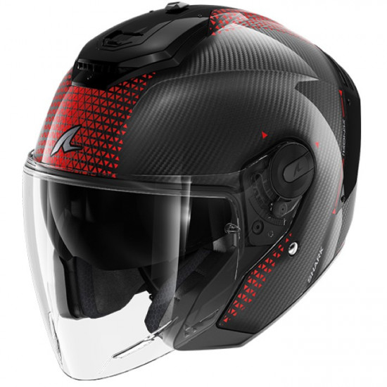 Shark RS Jet Carbon Ikonik Black Silver Red Open Face Helmets - SKU 235/HE8210E/DRU1