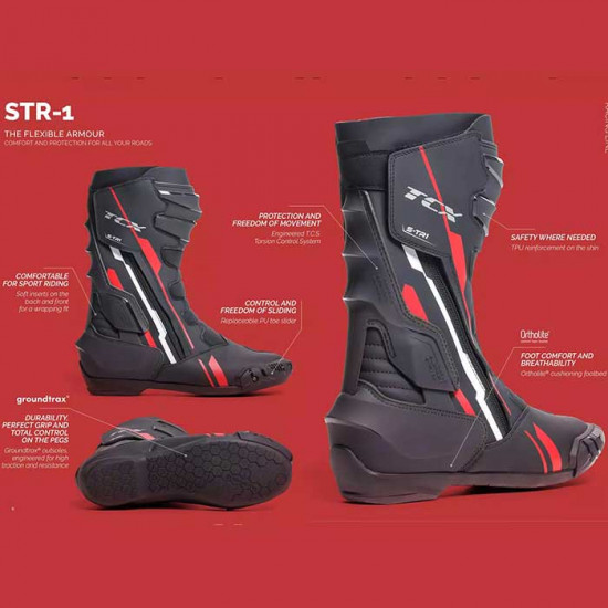 TCX S-TR1 Black Mens Motorcycle Racing Boots - SKU 130/9T767100142 from RaceLeathers Motorcycle Clothing