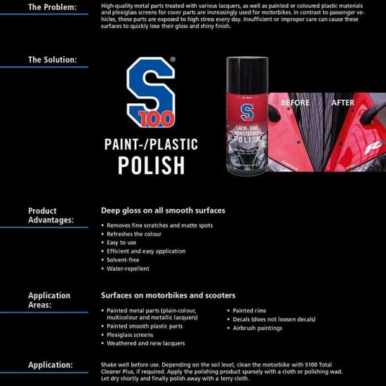 S100 Paint & Plastic Polish - 220ml Road Bike Accessories - SKU DW2480