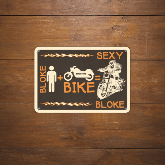 Oxford Garage Metal Sign: Bloke Bike Sexy Bloke