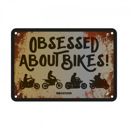 Oxford Garage Metal Sign: Obsessed About Bikes