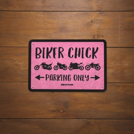 Oxford Garage Metal Sign: BIKER CHICK