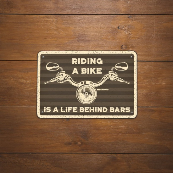 Oxford Garage Metal Sign: RIDING A BIKE