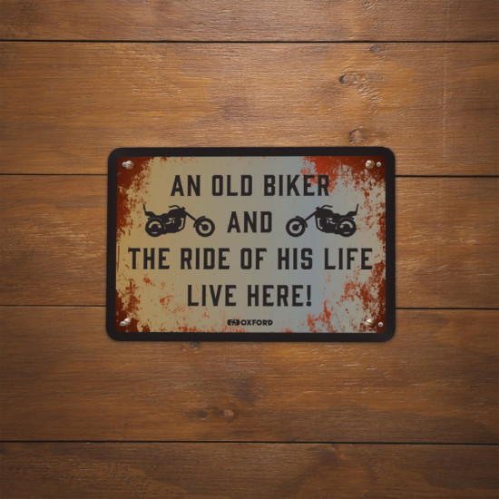 Oxford Garage Metal Sign: THE RIDE OF HIS LIFE LIVE HERE Road Bike Accessories - SKU OX376