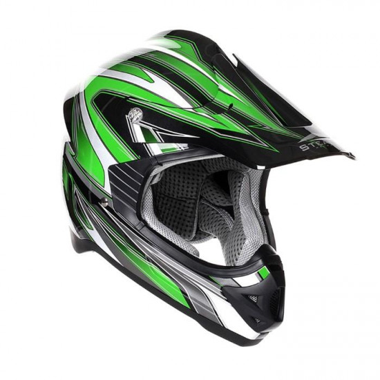 Stealth Helmet HD203 MX Green Edge Off Road Helmets - SKU STH071XS
