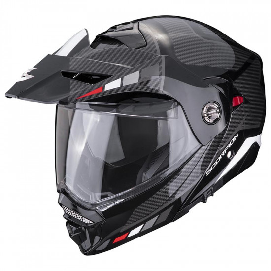 Scorpion ADX-2 Camino Matt Black Silver Red Flip Front Motorcycle Helmets - SKU 750893991632XL