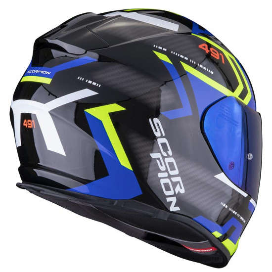 Scorpion EXO 491 Spin Black Blue Yellow Full Face Helmets - SKU 750483701912XL