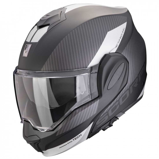 Scorpion Exo-Tech Team Black Silver Helmet Flip Front Motorcycle Helmets - SKU 7501184571591XS