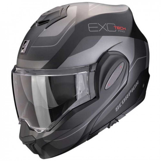 Scorpion Exo-Tech Pro Commuta Black Silver Helmet Flip Front Motorcycle Helmets - SKU 7501194351591XS