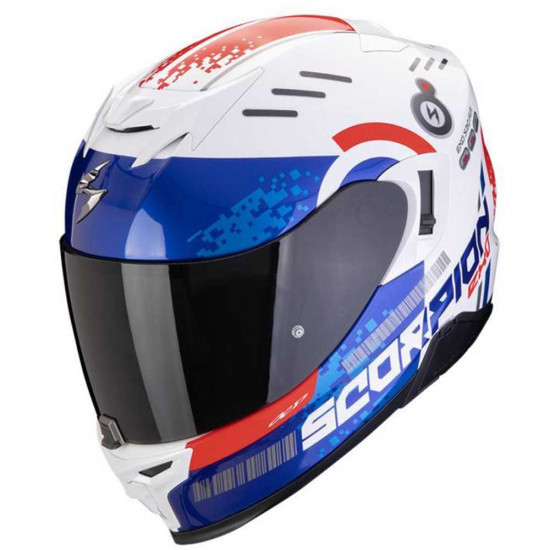 Scorpion Exo 520 EVO Titan White Blue Red Helmet Full Face Helmets - SKU 7501724482361XS