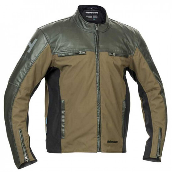 Halvarssons Holmen Green Waxed Canvas Waterproof Mens Motorcycle Jackets - SKU 7102402117348