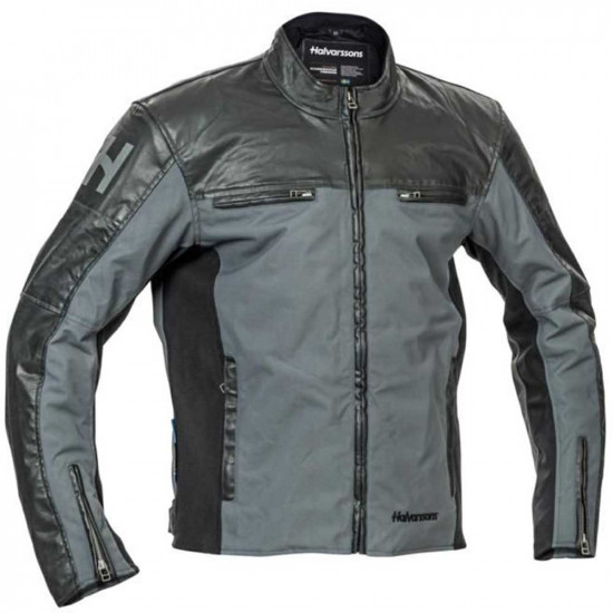 Halvarssons Holmen Grey Waxed Canvas Waterproof Mens Motorcycle Jackets - SKU 7102402119048