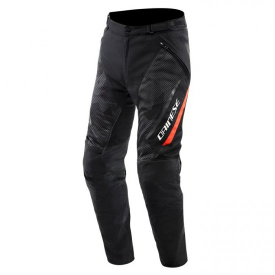 Dainese Drake 2 Superair Tex Pants P80 Black Fluo Red Mens Motorcycle Trousers - SKU 914/1750003P8044