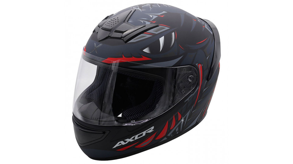 Axor Rage Python Matt Black Grey Red Full Face Helmet