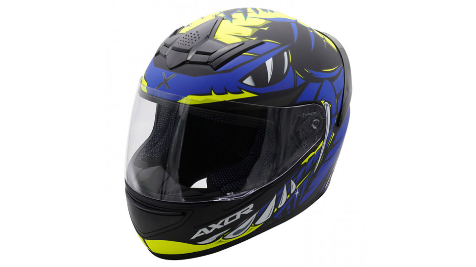 Axor Rage Python Matt Blue Yellow Black Full Face Helmet