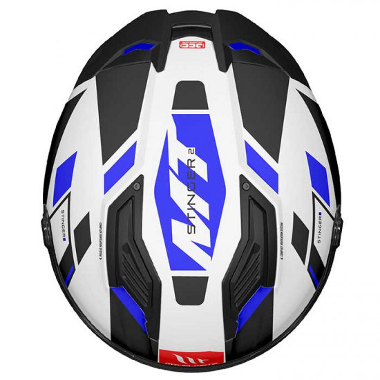 MT Stinger 2 Zivze Gloss Black White Blue Helmet Full Face Helmets - SKU M1334A340713