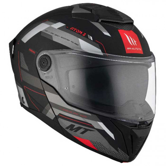 MT Atom 2 Bast Matt Black Grey Helmet Flip Front Motorcycle Helmets - SKU M1335A252513