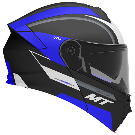 MT Genesis SV Cave Matt Black Blue Helmet Flip Front Motorcycle Helmets - SKU M1347A610733