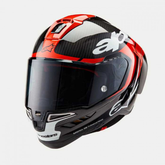 Alpinestars Supertech R10 Element Black Carb Bright Red White Gloss Full Face Helmets - SKU 82003241363XXL