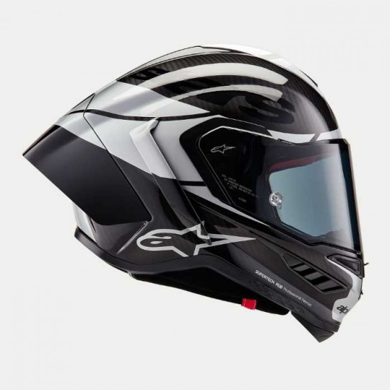 Alpinestars Supertech R10 Element Black Carb Silver Black Gloss Full Face Helmets - SKU 82003241368XXL