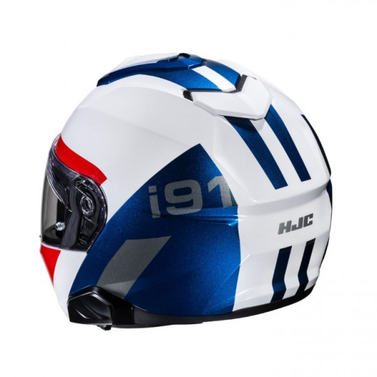 HJC I91 Bina White Blue Red Flip Front Motorcycle Helmets - SKU I91BWXS