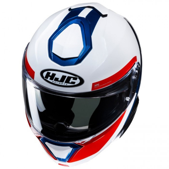 HJC I91 Bina White Blue Red Flip Front Motorcycle Helmets - SKU I91BWXS