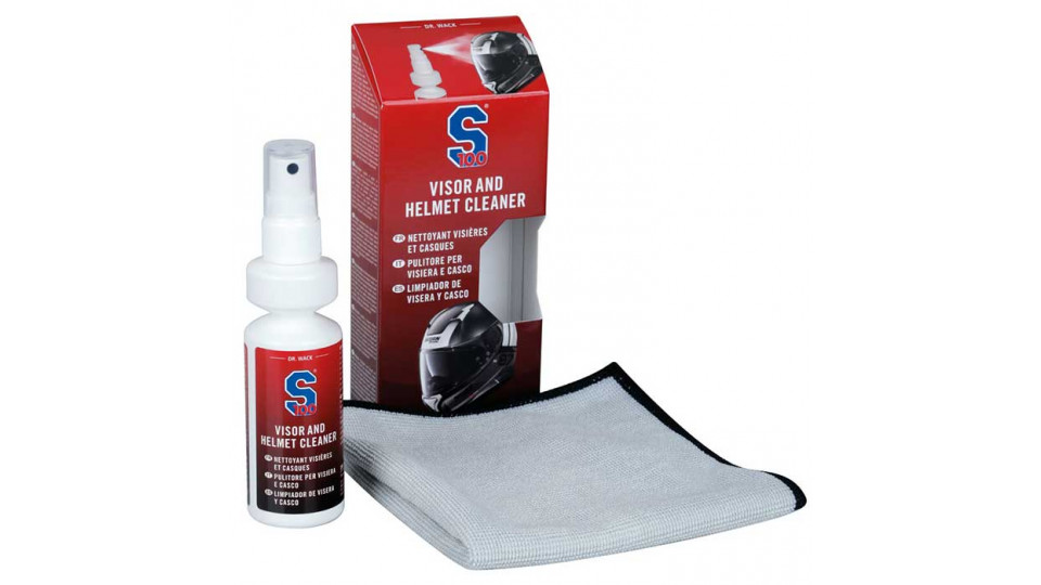 S100 Visor & Helmet Cleaner 100ml Inc Microfibre Towel