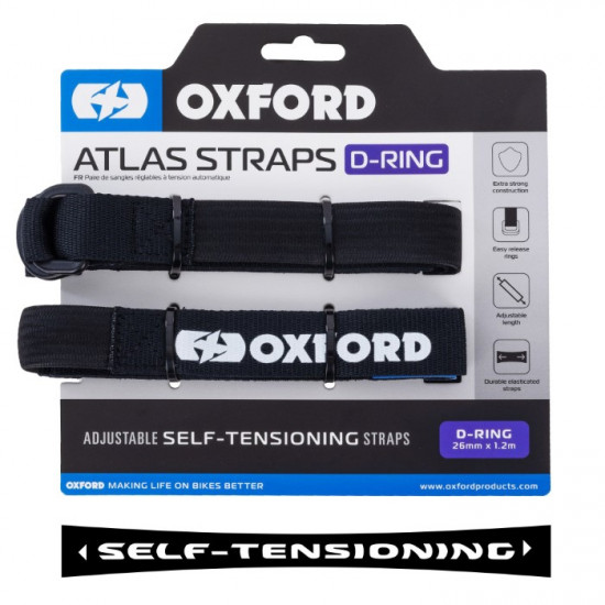 Oxford Atlas D-Ring 26mm x 1.2m Black Straps(Pair)