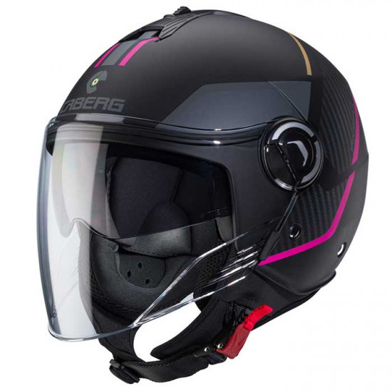 Caberg Riviera V4X Geo Matt Black/Fuchsia/Anthracite Open Face Helmets - SKU 0824751