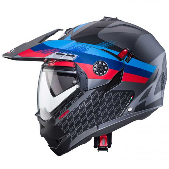 Caberg Tourmax X Sarabe Matt Gun/Black/Blue/Red Flip Front Motorcycle Helmets - SKU 0825093 from RaceLeathers Motorcycle Clothing