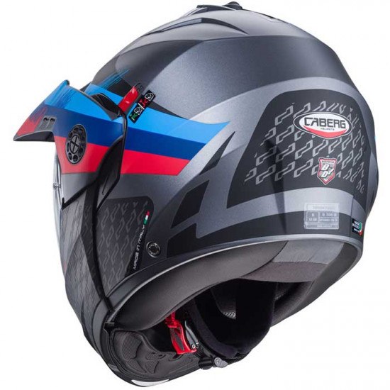 Caberg Tourmax X Sarabe Matt Gun/Black/Blue/Red Flip Front Motorcycle Helmets - SKU 0825093 from RaceLeathers Motorcycle Clothing