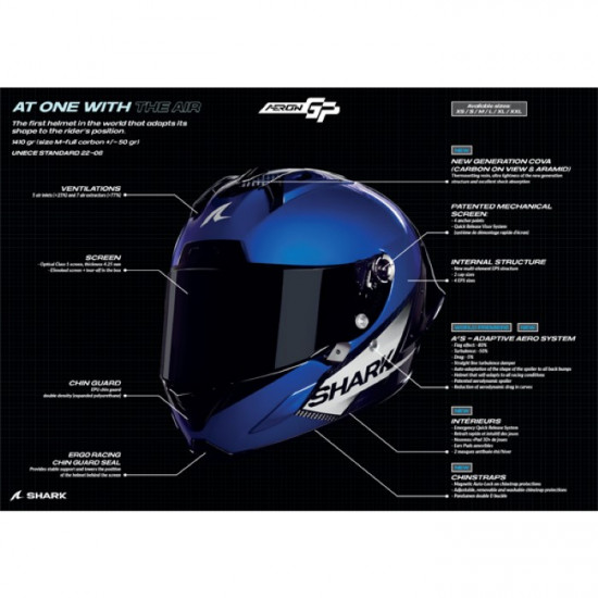 Shark Aeron-GP Replica Zarco GP Violet Blue Full Face Helmets - SKU 200/HE0386E/DVB1