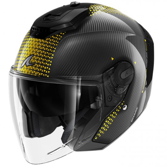 Shark RS Jet Carbon Ikonik Black Silver Yellow Open Face Helmets - SKU 235/HE8210E/DQU1