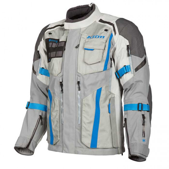 Klim Badlands Pro Jacket Cool Gray - Electric Blue Lemonade Mens Motorcycle Jackets - SKU 4052-003-160-632